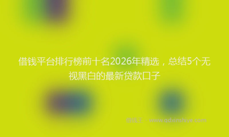 借钱平台排行榜前十名2026年精选，总结5个无视黑白的最新贷款口子