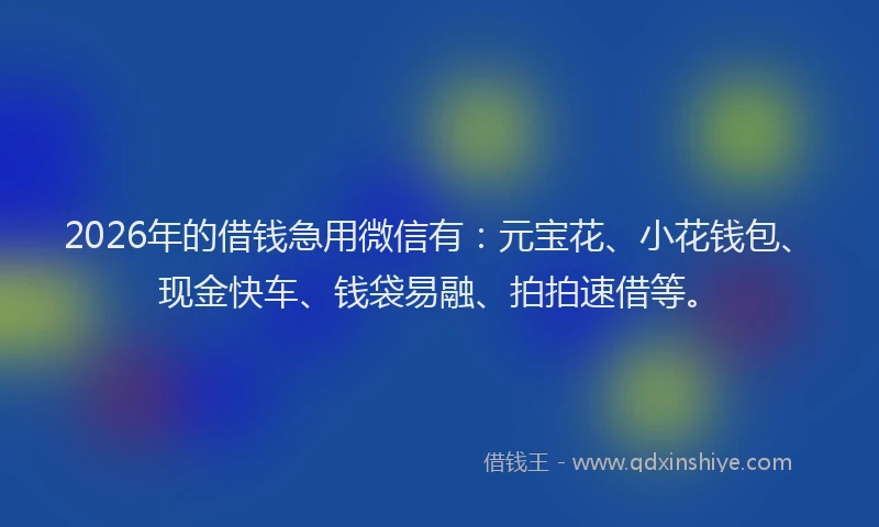 2026年的借钱急用微信有：元宝花、小花钱包、现金快车、钱袋易融、拍拍速借等。