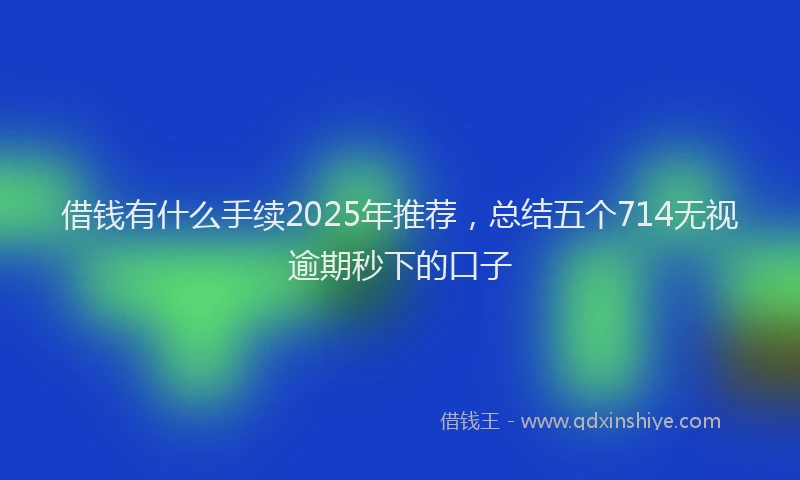 借钱有什么手续2025年推荐，总结五个714无视逾期秒下的口子