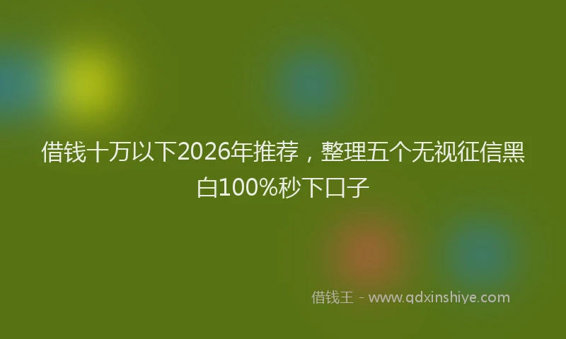 借钱十万以下2026年推荐，整理五个无视征信黑白100%秒下口子