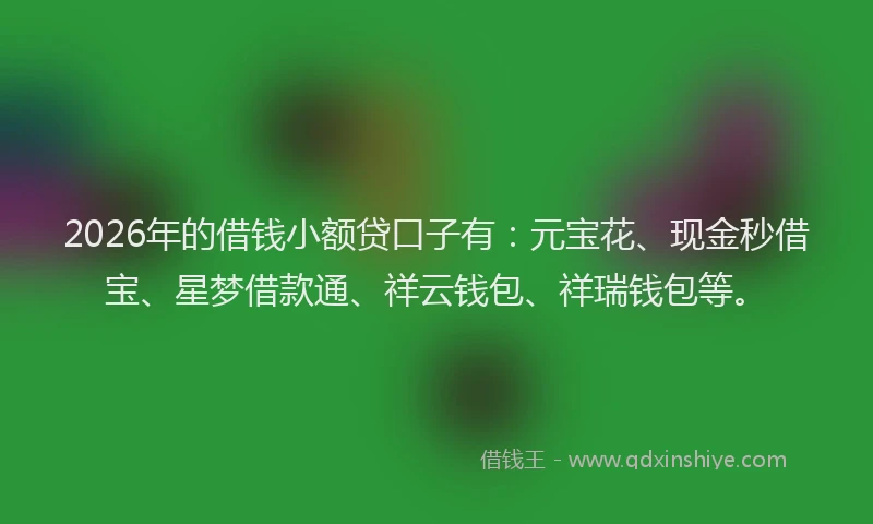 2026年的借钱小额贷口子有：元宝花、现金秒借宝、星梦借款通、祥云钱包、祥瑞钱包等。