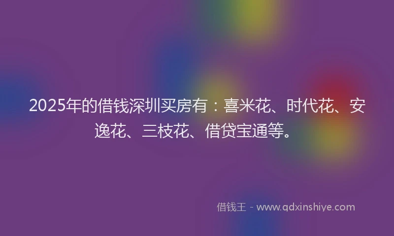 2025年的借钱深圳买房有：喜米花、时代花、安逸花、三枝花、借贷宝通等。