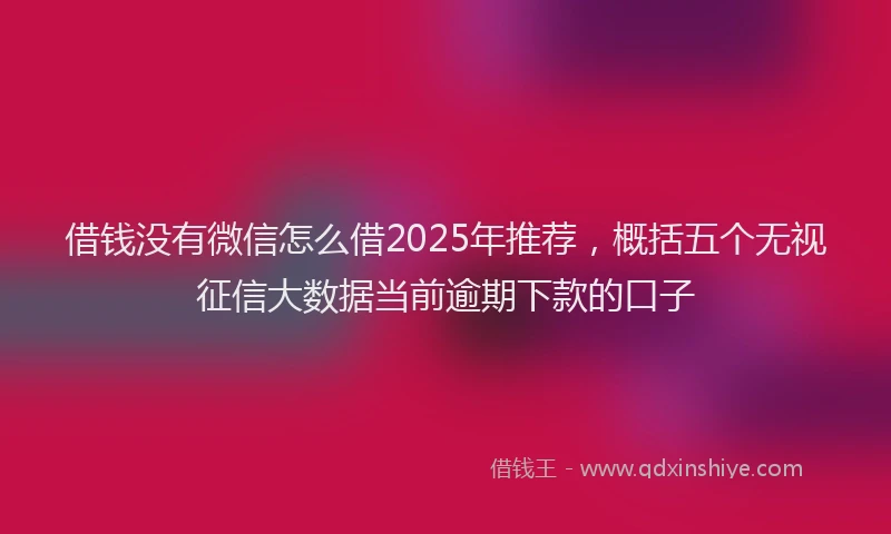 借钱没有微信怎么借2025年推荐,概括五个无视征信大数据当前逾期下款的口子