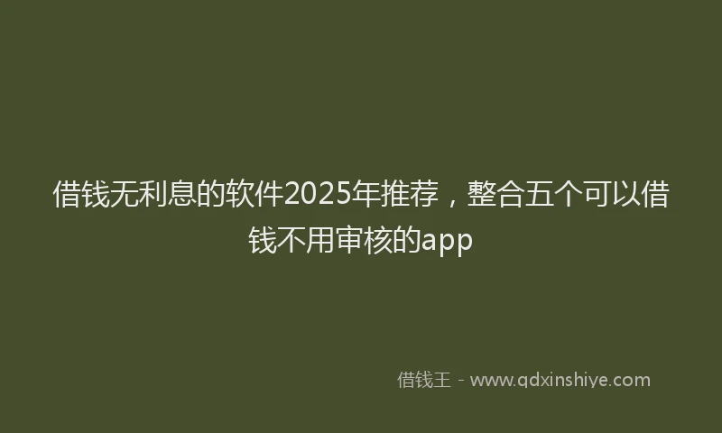借钱无利息的软件2025年推荐,整合五个可以借钱不用审核的app