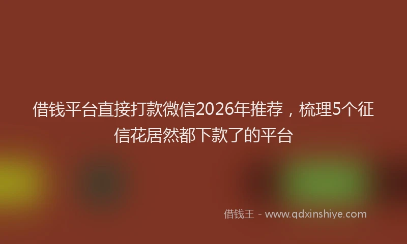 借钱平台直接打款微信2026年推荐，梳理5个征信花居然都下款了的平台