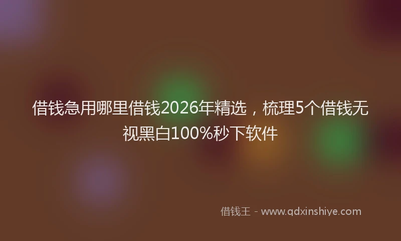 借钱急用哪里借钱2026年精选，梳理5个借钱无视黑白100%秒下软件