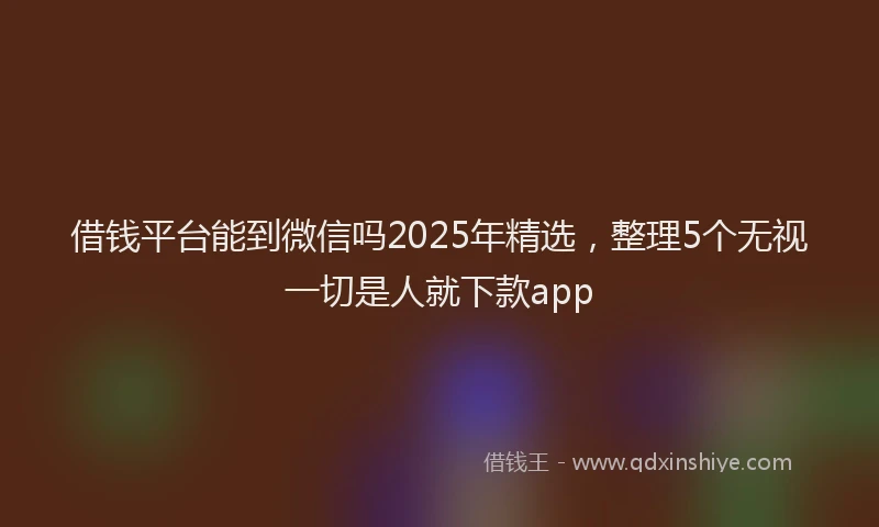 借钱平台能到微信吗2025年精选，整理5个无视一切是人就下款app