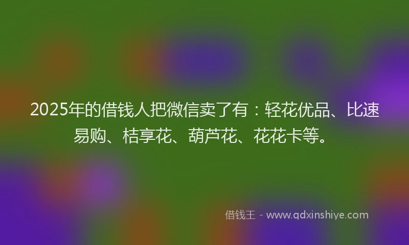 2025年的借钱人把微信卖了有：轻花优品、比速易购、桔享花、葫芦花、花花卡等。