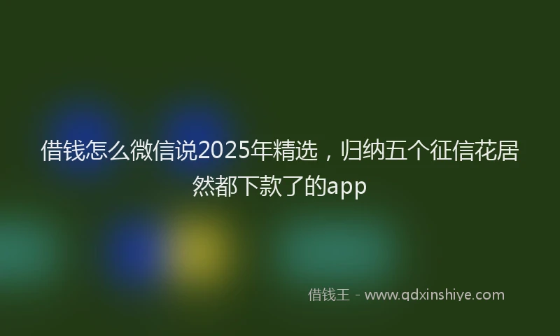 借钱怎么微信说2025年精选，归纳五个征信花居然都下款了的app