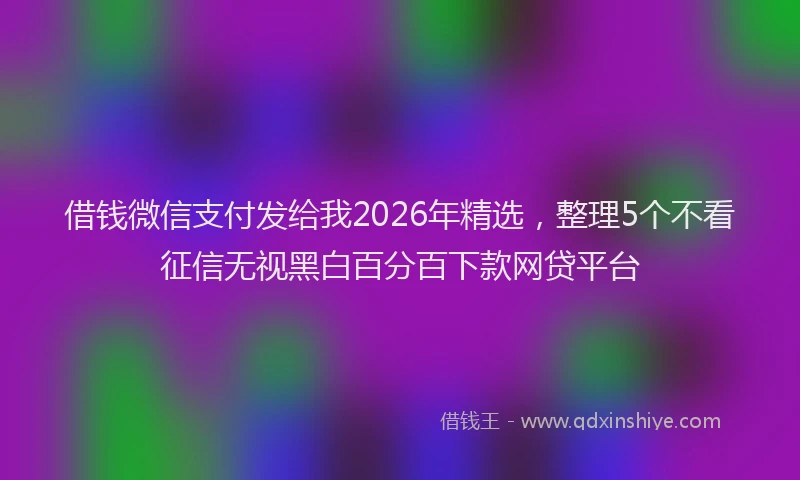 借钱微信支付发给我2026年精选，整理5个不看征信无视黑白百分百下款网贷平台