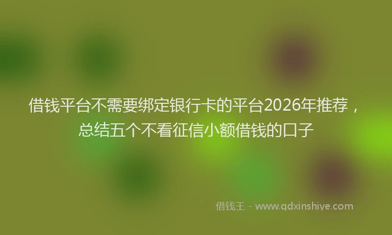借钱平台不需要绑定银行卡的平台2026年推荐，总结五个不看征信小额借钱的口子