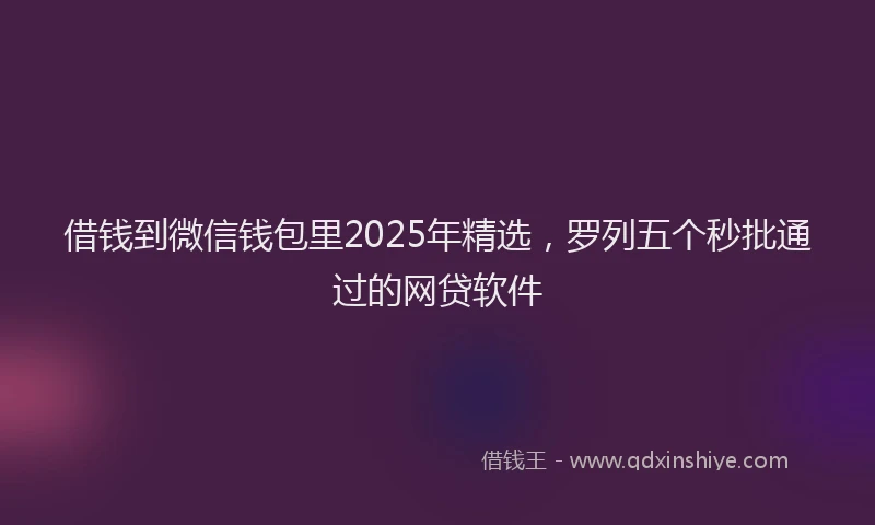 借钱到微信钱包里2025年精选,罗列五个秒批通过的网贷软件
