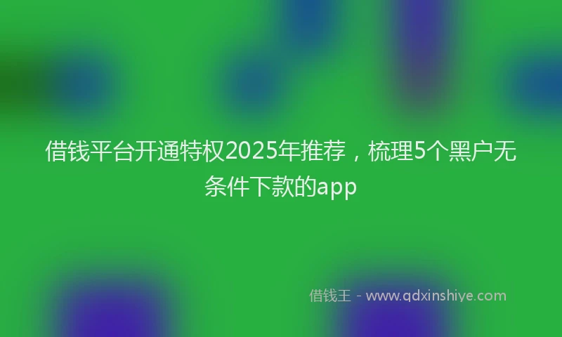 借钱平台开通特权2025年推荐，梳理5个黑户无条件下款的app