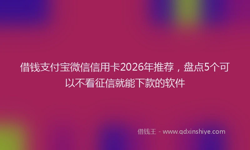 借钱支付宝微信信用卡2026年推荐,盘点5个可以不看征信就能下款的软件