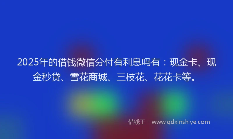 2025年的借钱微信分付有利息吗有:现金卡、现金秒贷、雪花商城、三枝花、花花卡等。