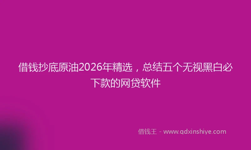 借钱抄底原油2026年精选，总结五个无视黑白必下款的网贷软件