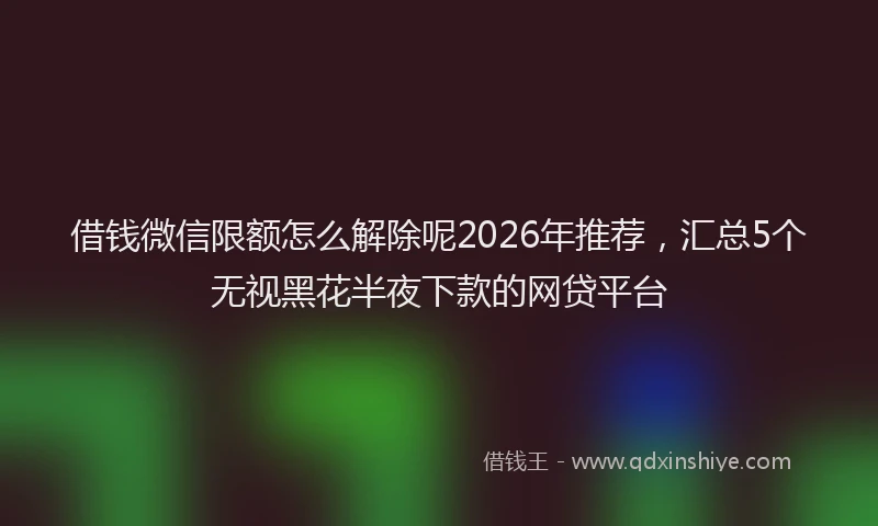 借钱微信限额怎么解除呢2026年推荐,汇总5个无视黑花半夜下款的网贷平台