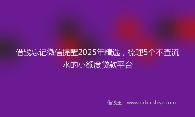 借钱忘记微信提醒2025年精选，梳理5个不查流水的小额度贷款平台