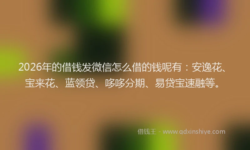 2026年的借钱发微信怎么借的钱呢有：安逸花、宝来花、蓝领贷、哆哆分期、易贷宝速融等。