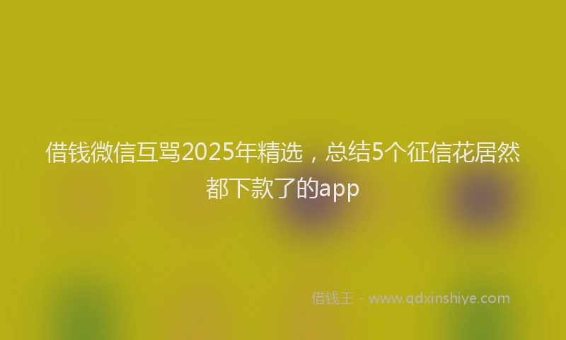 借钱微信互骂2025年精选，总结5个征信花居然都下款了的app