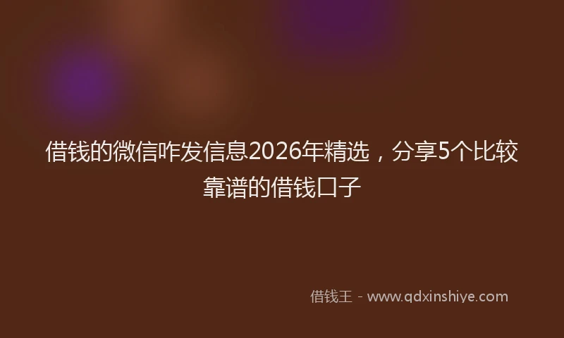 借钱的微信咋发信息2026年精选，分享5个比较靠谱的借钱口子