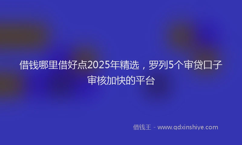借钱哪里借好点2025年精选，罗列5个审贷口子审核加快的平台