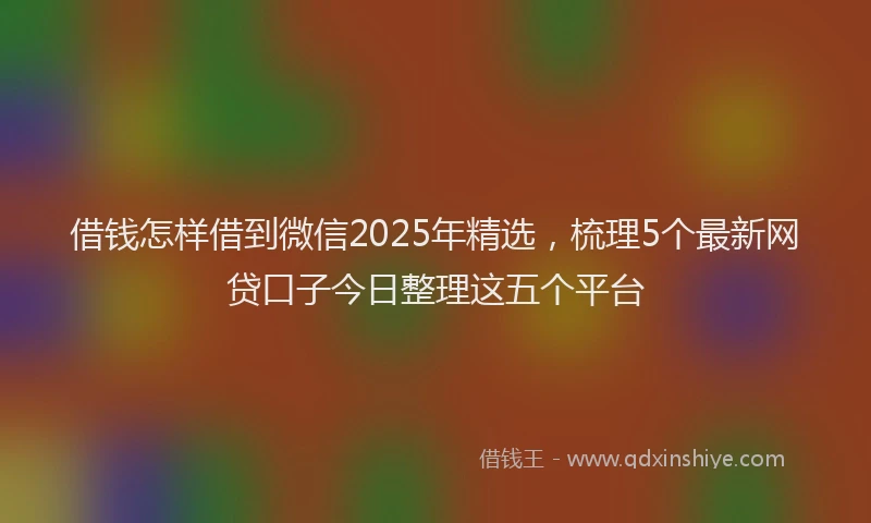 借钱怎样借到微信2025年精选,梳理5个最新网贷口子今日整理这五个平台