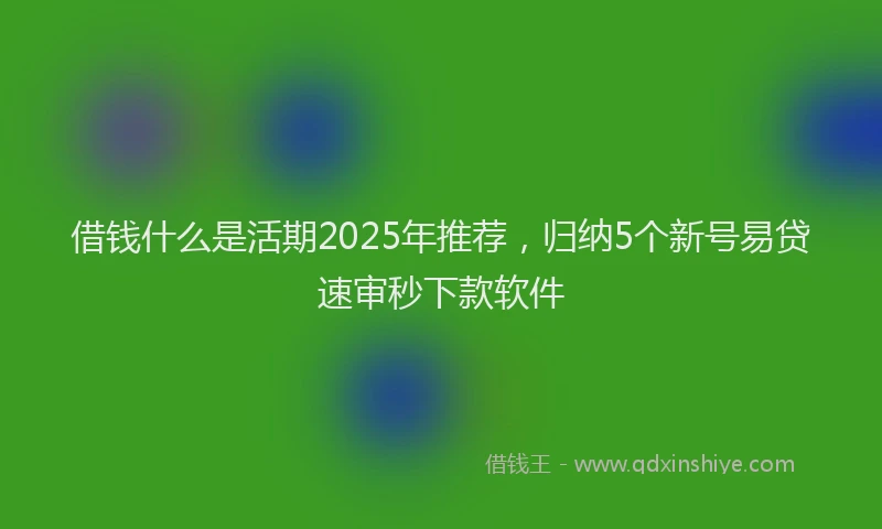 借钱什么是活期2025年推荐，归纳5个新号易贷速审秒下款软件
