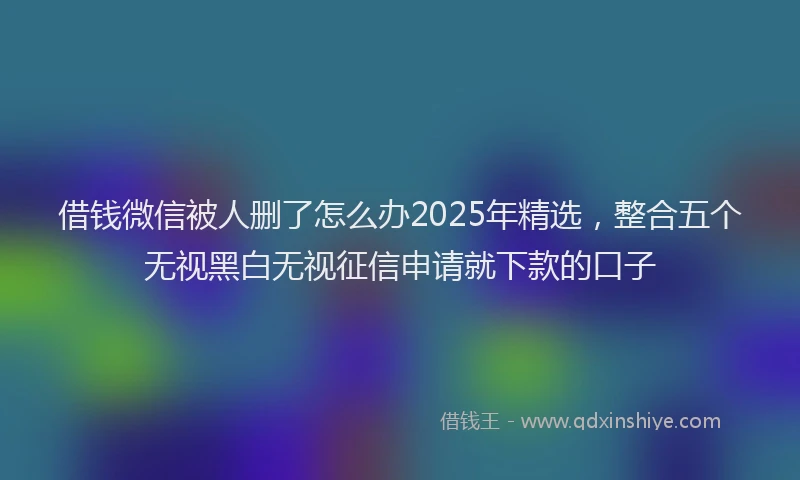 借钱微信被人删了怎么办2025年精选，整合五个无视黑白无视征信申请就下款的口子