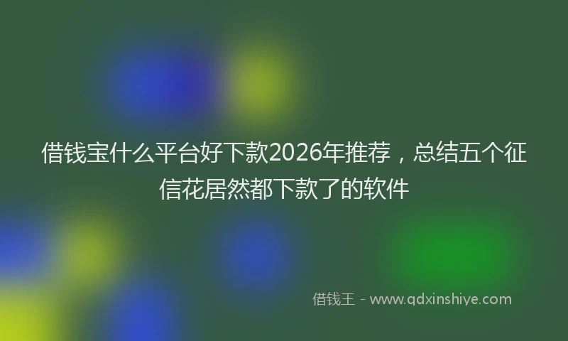 借钱宝什么平台好下款2026年推荐,总结五个征信花居然都下款了的软件