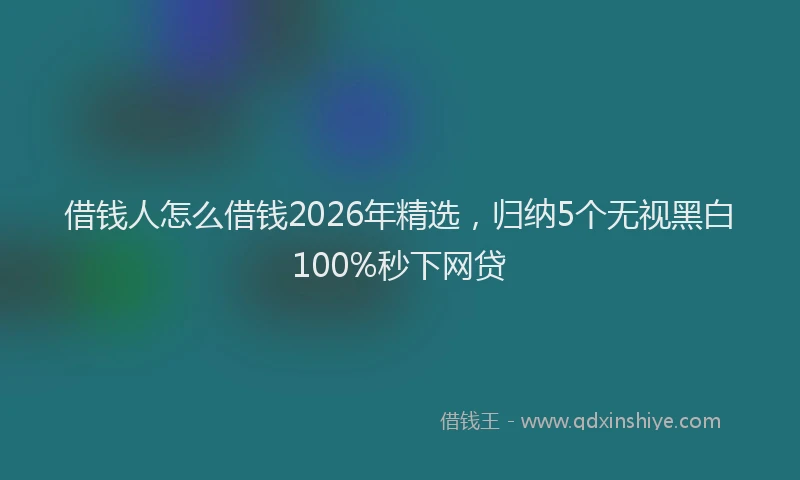 借钱人怎么借钱2026年精选,归纳5个无视黑白100%秒下网贷