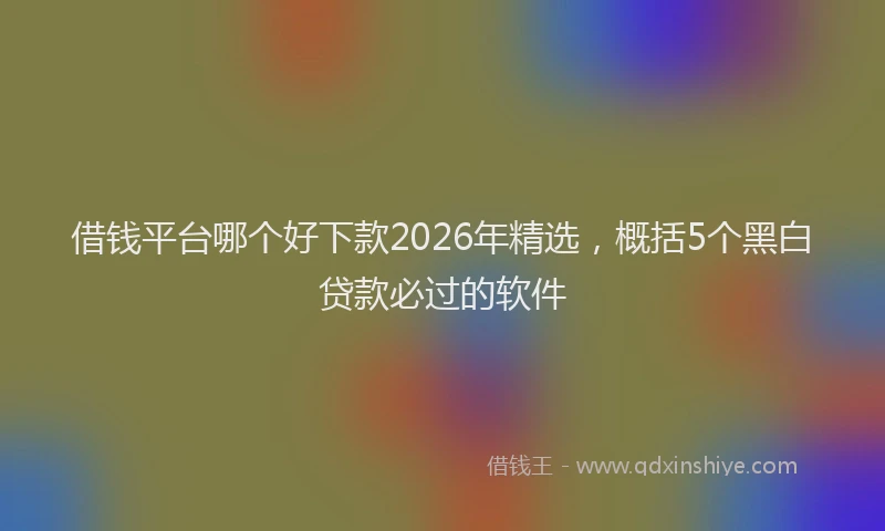 借钱平台哪个好下款2026年精选，概括5个黑白贷款必过的软件