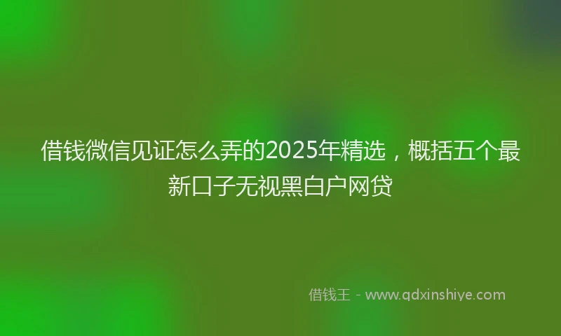 借钱微信见证怎么弄的2025年精选，概括五个最新口子无视黑白户网贷