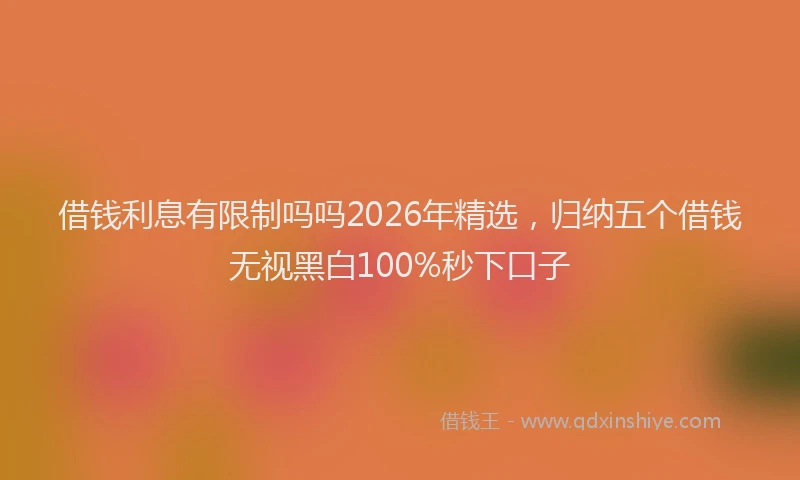 借钱利息有限制吗吗2026年精选，归纳五个借钱无视黑白100%秒下口子