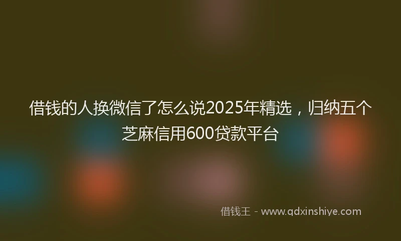 借钱的人换微信了怎么说2025年精选，归纳五个芝麻信用600贷款平台