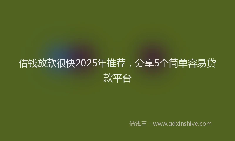 借钱放款很快2025年推荐,分享5个简单容易贷款平台