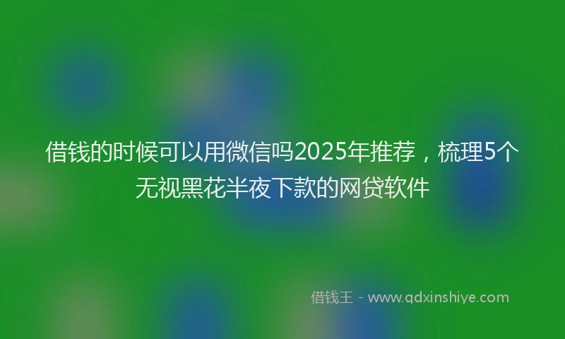 借钱的时候可以用微信吗2025年推荐,梳理5个无视黑花半夜下款的网贷软件