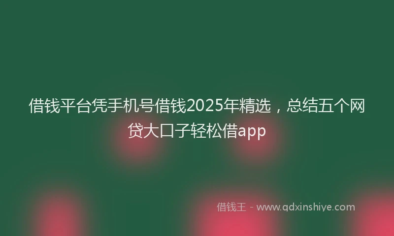 借钱平台凭手机号借钱2025年精选，总结五个网贷大口子轻松借app