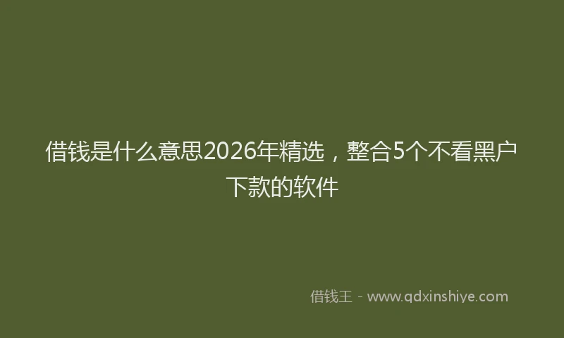 借钱是什么意思2026年精选，整合5个不看黑户下款的软件