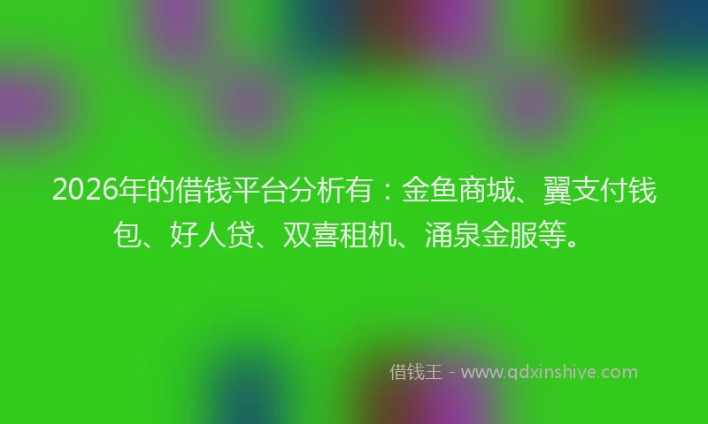 2026年的借钱平台分析有：金鱼商城、翼支付钱包、好人贷、双喜租机、涌泉金服等。