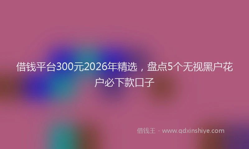 借钱平台300元2026年精选,盘点5个无视黑户花户必下款口子