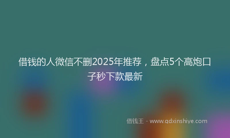 借钱的人微信不删2025年推荐，盘点5个高炮口子秒下款最新