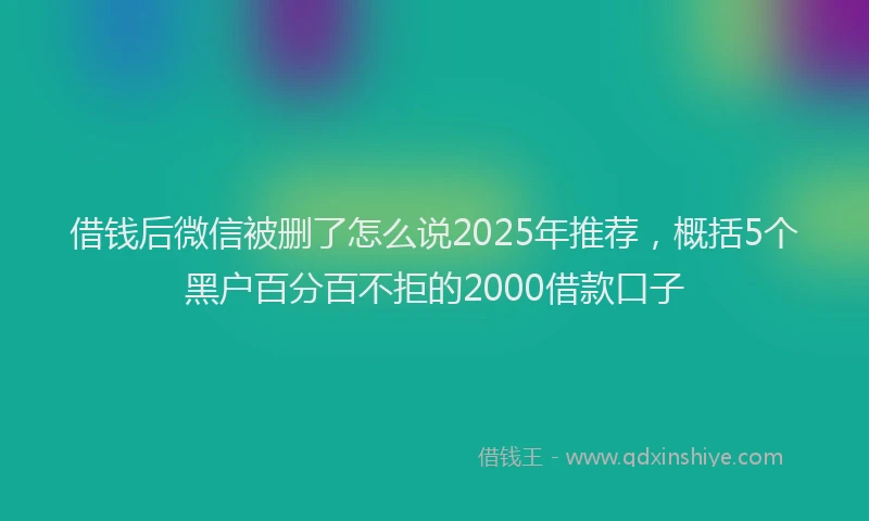 借钱后微信被删了怎么说2025年推荐，概括5个黑户百分百不拒的2000借款口子