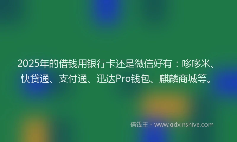 2025年的借钱用银行卡还是微信好有：哆哆米、快贷通、支付通、迅达Pro钱包、麒麟商城等。