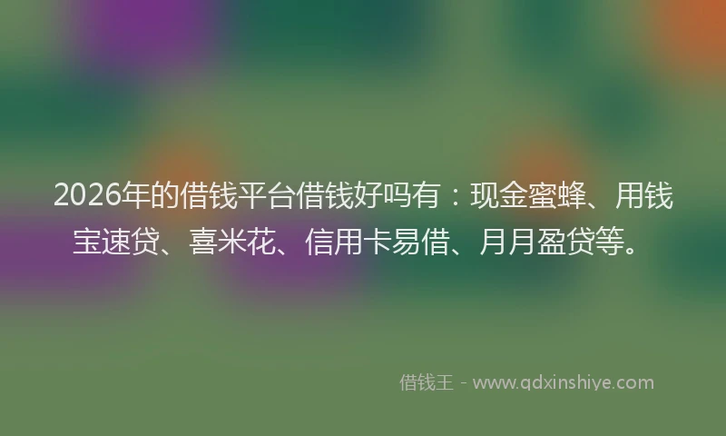 2026年的借钱平台借钱好吗有：现金蜜蜂、用钱宝速贷、喜米花、信用卡易借、月月盈贷等。