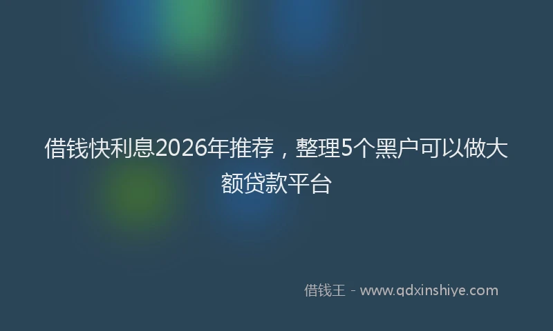 借钱快利息2026年推荐,整理5个黑户可以做大额贷款平台