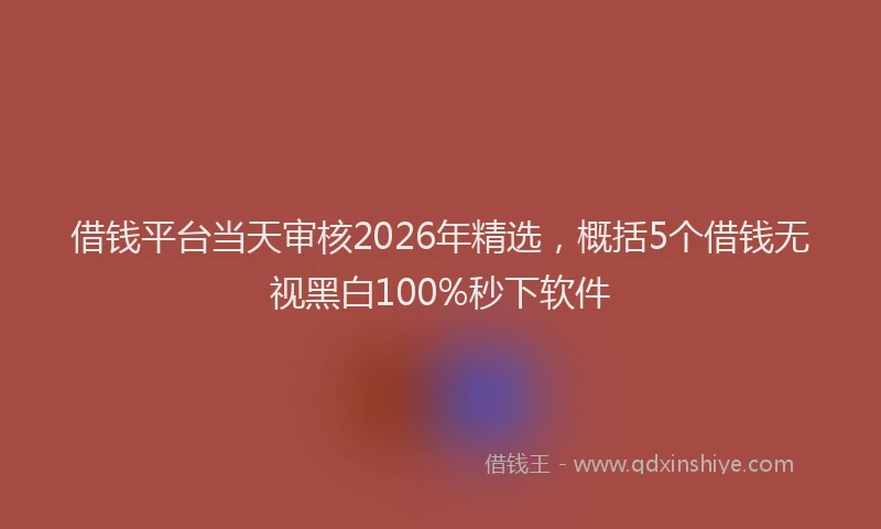 借钱平台当天审核2026年精选，概括5个借钱无视黑白100%秒下软件