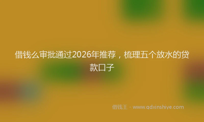 借钱么审批通过2026年推荐，梳理五个放水的贷款口子