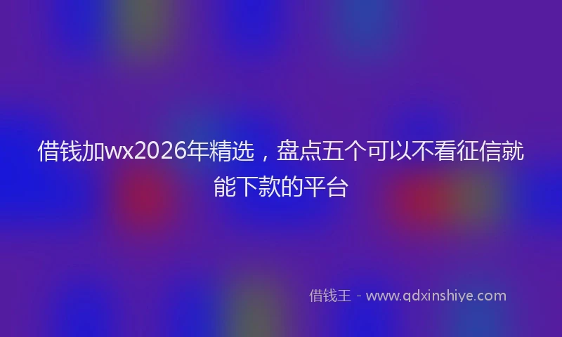 借钱加wx2026年精选，盘点五个可以不看征信就能下款的平台