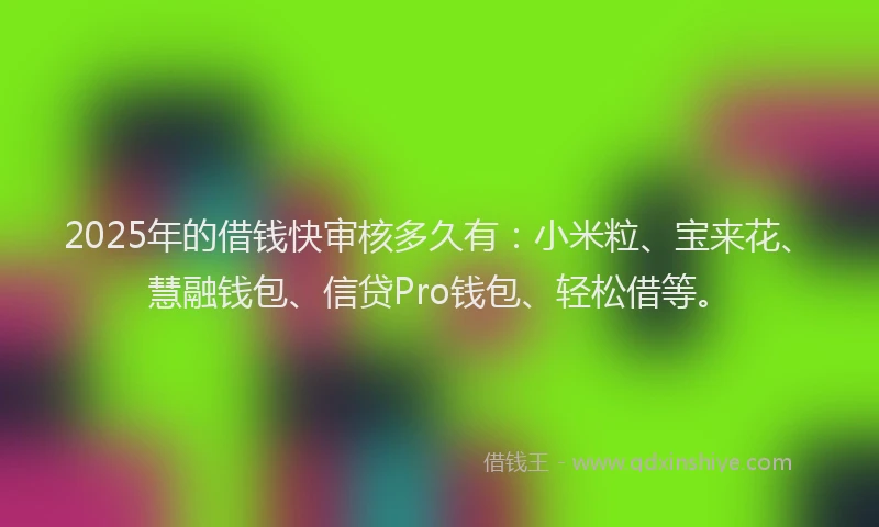 2025年的借钱快审核多久有：小米粒、宝来花、慧融钱包、信贷Pro钱包、轻松借等。